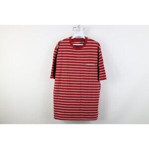 Vintage 90s Streetwear Mens XL Faded Striped Color Block Pocket T-Shirt Red